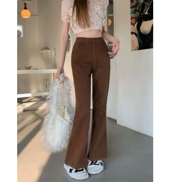 Jeans Women Brown Flare High Waist Skinny All-match Clothing Streetwear Aesthetic Mujer Casual Vaqueros 90's Vintage $40.25 -...