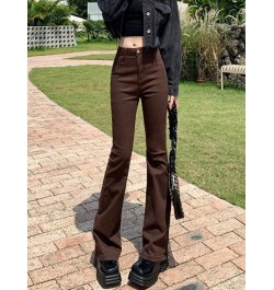 Jeans Women Brown Flare High Waist Skinny All-match Clothing Streetwear Aesthetic Mujer Casual Vaqueros 90's Vintage $40.25 -...