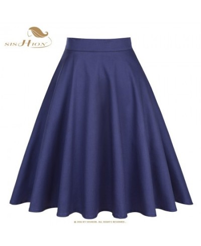 2023 Cotton High Waist Elegant Sexy School Girls Swing Skirts Womens Ladies A-Line Party Casual Navy Blue Vintage Skirt $32.9...