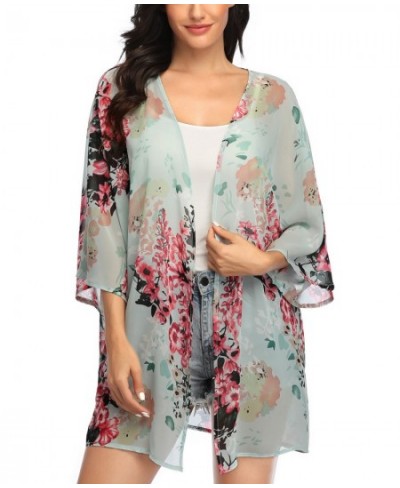 Women Chiffon Shawl Floral Print Kimono Cardigan Top Large Size Loose Beachwear Cover Up Blouse /PT $29.10 - Women Tops