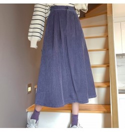 Solid Skirt Women New High Waist Corduroy Skirt Casual A-line Vintage Skirt Chic Midi Long Skirt Autumn Winter Pleated Skirts...