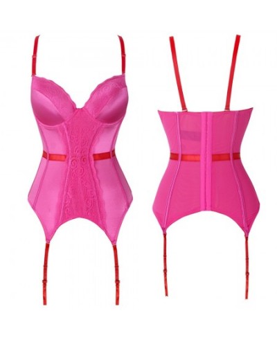 Sexy Corset Womens Gothic Sling Underwear Lace Corset Top Pink Lingerie Slim Waist Halter Bustier Bra Push Up Corselet $43.71...