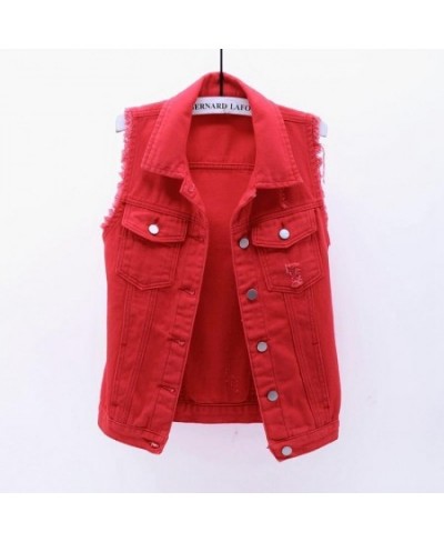 Sleeveless Short Jean Coat Streetwear Female Women Single Breasted Denim Vest Autumn Winter Solid Casual Turn-down Collar $34...