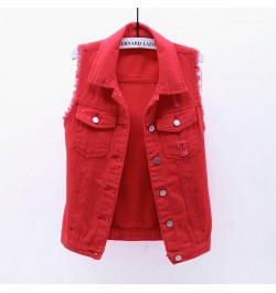 Sleeveless Short Jean Coat Streetwear Female Women Single Breasted Denim Vest Autumn Winter Solid Casual Turn-down Collar $34...