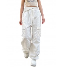 Women Casual Solid Color Wide-Leg Cargo Pants Y2k Baggy Parachute Pants Drawstring Elastic Waist Jogging Trousers $34.07 - Bo...