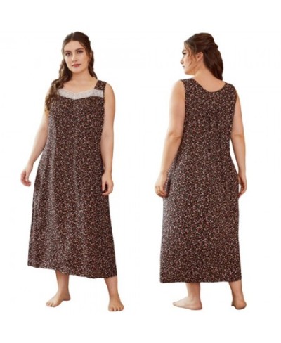 Women Floral Nightgown Plus Size Sleepshirt Square Lace Neck Nightshirt Loose Comfy Sleep Dress Sleeveless Nightdress $31.27 ...