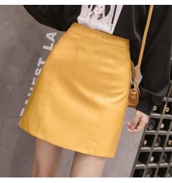 Women's 2023 New Autumn Winter Popular High Waist Hip A-line Small Leather Faldas Fashion Clothes for Women Skirts $29.31 - S...