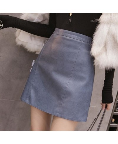 Women's 2023 New Autumn Winter Popular High Waist Hip A-line Small Leather Faldas Fashion Clothes for Women Skirts $29.31 - S...