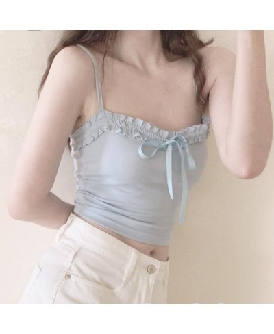 Camisole Womens Summer Elegant All-match Simple Chic Sexy Female Vintage Soft Bow Japanese Style Solid Daily Fashion Leisure ...