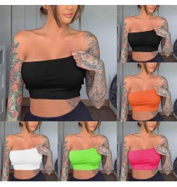 Women Sexy Solid Breathable Strapless Bandeau Stretch Commuter Crop Tops Commuter Top Casual Lingerie Vest Bra $14.24 - Under...