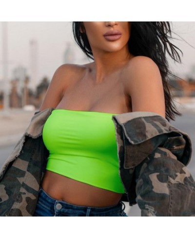 Women Sexy Solid Breathable Strapless Bandeau Stretch Commuter Crop Tops Commuter Top Casual Lingerie Vest Bra $14.24 - Under...