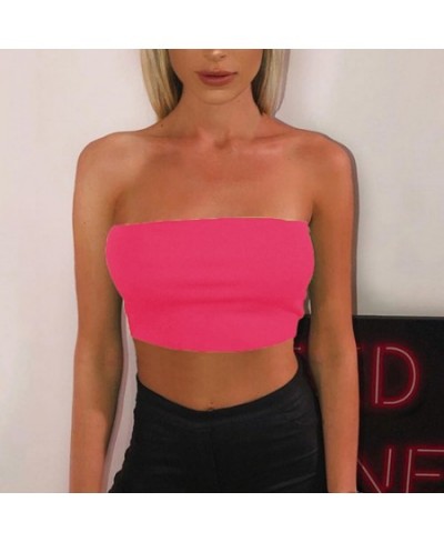 Women Sexy Solid Breathable Strapless Bandeau Stretch Commuter Crop Tops Commuter Top Casual Lingerie Vest Bra $14.24 - Under...