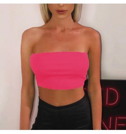 Women Sexy Solid Breathable Strapless Bandeau Stretch Commuter Crop Tops Commuter Top Casual Lingerie Vest Bra $14.24 - Under...