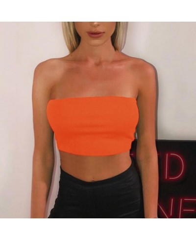 Women Sexy Solid Breathable Strapless Bandeau Stretch Commuter Crop Tops Commuter Top Casual Lingerie Vest Bra $14.24 - Under...