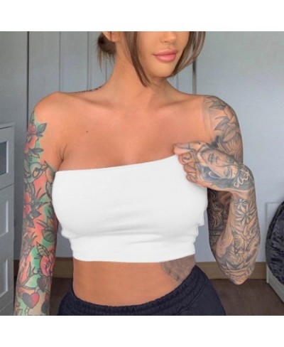 Women Sexy Solid Breathable Strapless Bandeau Stretch Commuter Crop Tops Commuter Top Casual Lingerie Vest Bra $14.24 - Under...