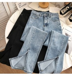 Women Jeans Spring Summer Korean Style High Waist Boot Cut Pants Fashion Female All-Match Split Flared Jeans $46.06 - Jeans