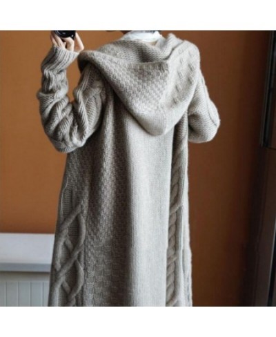 Casual Hooded Long Sleeve Pocket Loose Winter Spring Fall Daily Long Cardigan Women Knitted Cardigans Gothic Clothes Sweaters...