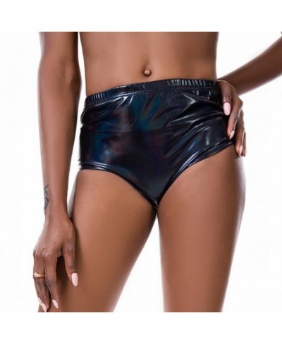 Women Sports Shorts Summer Shiny Metallic Elastic Casual Workout Skinny Dance Club Gold Silver Black Nightclub Clothing $19.2...