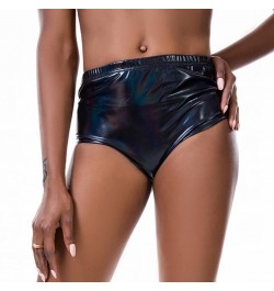 Women Sports Shorts Summer Shiny Metallic Elastic Casual Workout Skinny Dance Club Gold Silver Black Nightclub Clothing $19.2...