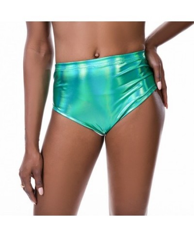 Women Sports Shorts Summer Shiny Metallic Elastic Casual Workout Skinny Dance Club Gold Silver Black Nightclub Clothing $19.2...