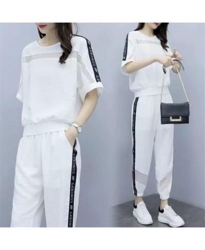2022 Summer Casual Tracksuits Women 2 Piece Set ONeck Tops + Pants Short Sleeve Sporting Suits $49.76 - Suits & Sets