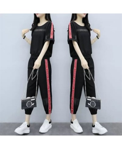 2022 Summer Casual Tracksuits Women 2 Piece Set ONeck Tops + Pants Short Sleeve Sporting Suits $49.76 - Suits & Sets