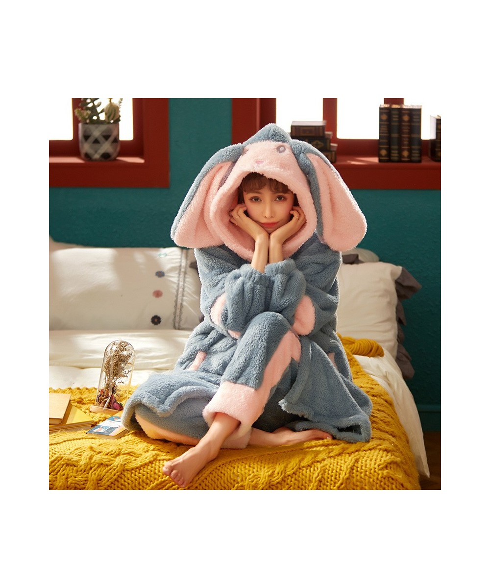 Cartoon Hooded Robes Women's Winter Nightgowns Thick Warm Bathrobe Female Coral Fleece Kimono Sleepwear Coats Dressing Gown 2...
