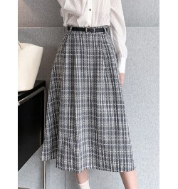 Winter Women Skirt Belt Vintage Ladies Korean Irregular Harajuku High Waist A-line Package Hip Skirt $44.72 - Skirts