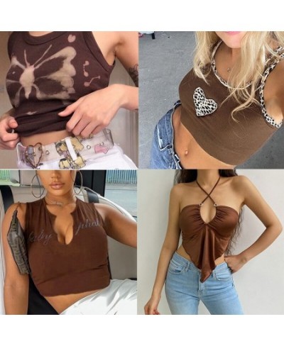 Y2k Sexy Camis Tank Top Green Crop Tops Summer Vintage Harajuku Strappy Aesthetic Fairy Streetwear Sleeveless Bandage Top $18...