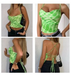 Y2k Sexy Camis Tank Top Green Crop Tops Summer Vintage Harajuku Strappy Aesthetic Fairy Streetwear Sleeveless Bandage Top $18...