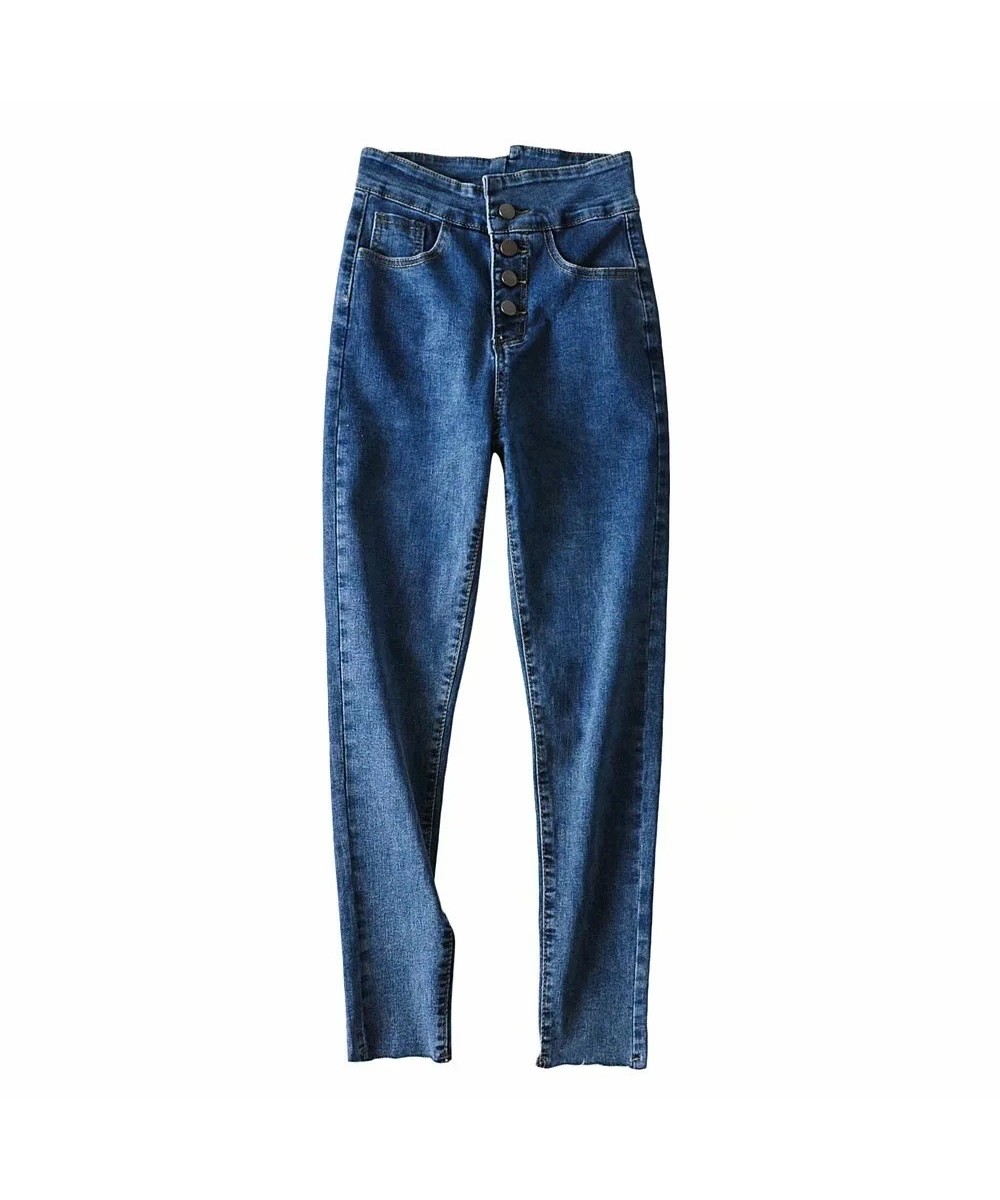 High Waist Jeans Women Casual Slim Female Pencil Pants Skinny Lady Full Length Trousers 2022 Button Fly Denim Pant $48.49 - J...