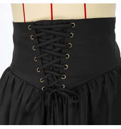 Women Renaissance Dual Layer Skirt Smocked Back High Waist A-Line Skirt Midi Length Ruffle Tiered Goth Steampunk Skirts A30 $...