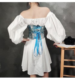 2022 Sleeveless Off Shoulder Fashion Sexy Undeerbust Corset Female Underwear Backless Bustier Blue Flowers $36.75 - Underwear