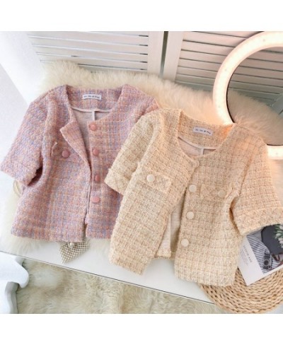 Chaqueta Mujer Temperament O Pink Tweed Jacket Summer Fashion Short Sleeve Plaid Cardigan Short Ropa Mujer Elegant Retro $49....