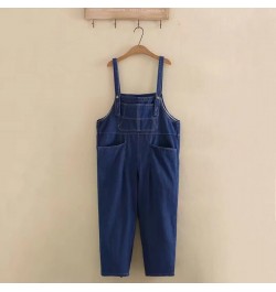 Plus Size Women's Clothing Suspender Pants Solid Color With Pockets On Both Sides & One Kangaroo Pocket Large Size Loose Jean...