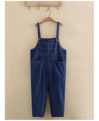 Plus Size Women's Clothing Suspender Pants Solid Color With Pockets On Both Sides & One Kangaroo Pocket Large Size Loose Jean...