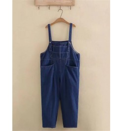 Plus Size Women's Clothing Suspender Pants Solid Color With Pockets On Both Sides & One Kangaroo Pocket Large Size Loose Jean...