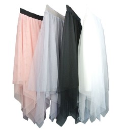 Women's skirt tulle high waist skirts summer midi skirt Elastic waist mesh gauze skirt irregular white black pink $29.38 - Sk...