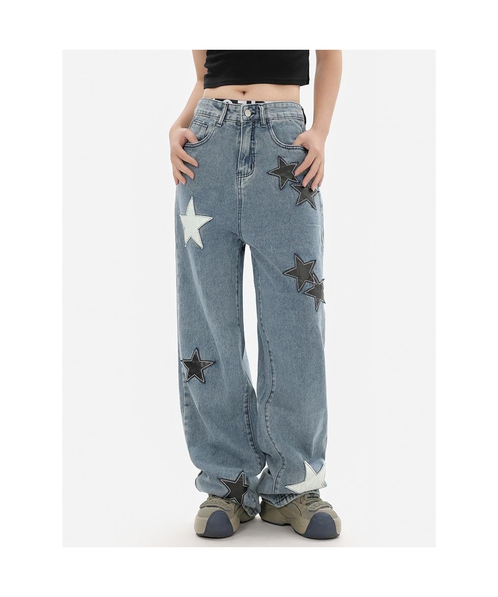 American Retro Stars Embroidery Boyfriend Jeans For Women Cool Vintage Straight Jeans Feminino Denim Pants Trousers 2023 $54....