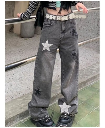 American Retro Stars Embroidery Boyfriend Jeans For Women Cool Vintage Straight Jeans Feminino Denim Pants Trousers 2023 $54....