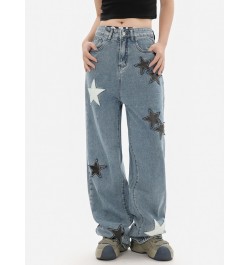 American Retro Stars Embroidery Boyfriend Jeans For Women Cool Vintage Straight Jeans Feminino Denim Pants Trousers 2023 $54....