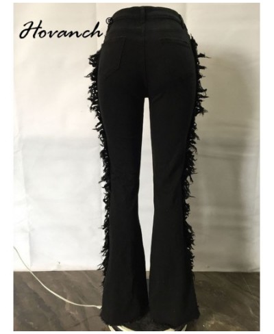 Women's Jeans High Waist Broken String Tassel Elastic Long Horn Jeans Sexy Fashion High Street Winter and Spring Pants $56.18...