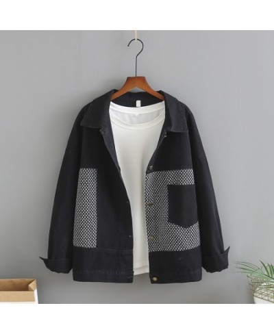 Plus Size Clothese For Spring & Autumn Denim Jacket LongSleeved Small part Of Knitted Weave Stitching Large Size Casual Jacke...