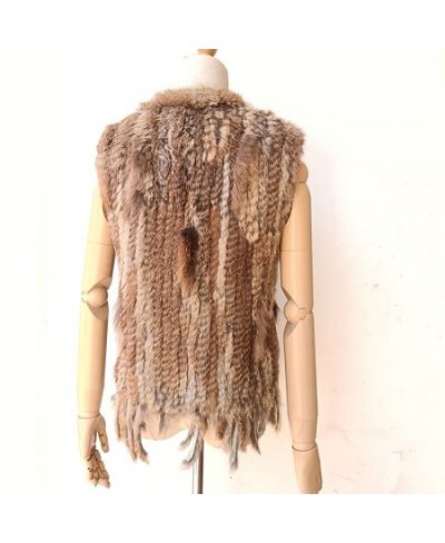 Knitted Real Rabbit Fur Vest With Tassel Casual Women Autumn Real Fur Gelit Ladies Sleeveless Real Fur Coats For Womans $55.1...