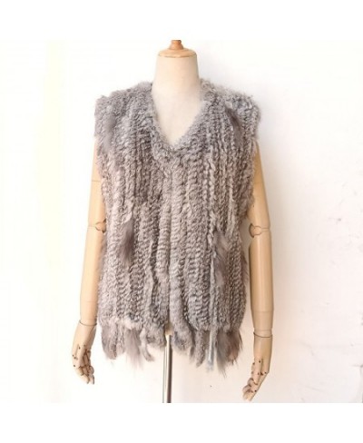 Knitted Real Rabbit Fur Vest With Tassel Casual Women Autumn Real Fur Gelit Ladies Sleeveless Real Fur Coats For Womans $55.1...