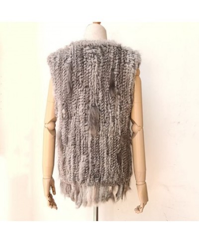 Knitted Real Rabbit Fur Vest With Tassel Casual Women Autumn Real Fur Gelit Ladies Sleeveless Real Fur Coats For Womans $55.1...