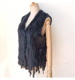 Knitted Real Rabbit Fur Vest With Tassel Casual Women Autumn Real Fur Gelit Ladies Sleeveless Real Fur Coats For Womans $55.1...