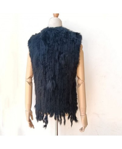 Knitted Real Rabbit Fur Vest With Tassel Casual Women Autumn Real Fur Gelit Ladies Sleeveless Real Fur Coats For Womans $55.1...