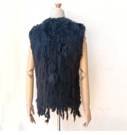 Knitted Real Rabbit Fur Vest With Tassel Casual Women Autumn Real Fur Gelit Ladies Sleeveless Real Fur Coats For Womans $55.1...