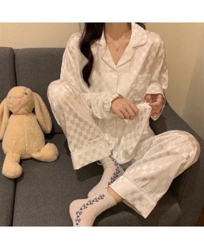 2023 Spring New Style Long Sleeved Women Pajamas Set Satin Silk Love Printed Fashion Pyjamas Female Sleepwear Plus Size 5XL $...